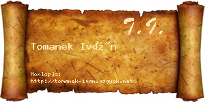 Tomanek Iván névjegykártya
